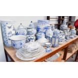A quantity of modern decorative Chinese porcelain including barrel stool, lidded baluster jars and