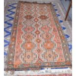 Anatolian Kilim, the field with columns of hooked medallions enclosed by chocolate borders, 273cm by