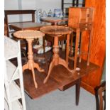 A quantity of bespoke made furniture including a small teak side cabinet, two Georgian style dish