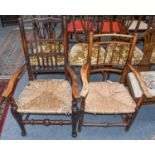 Two similar 19th century elm spindle back country chairs