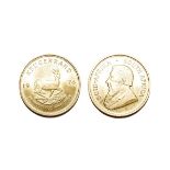 South Africa, 1974 Krugerrand. 1 oz. 24ct (.999). Obv: Bust of Paul Kruger left. Rev: Springbok,