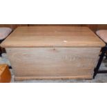 A Victorian pine blanket box, together with a 1920s bentwood coat stand (2)