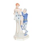 A Royal Dux figure group of a young girl and boy numbered 3050-2Condition report: Large loss to an