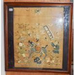 Chinese framed silk work panel