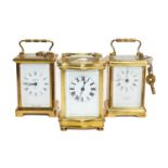 A brass carriage timepiece, circa 1900 and two other carriage timepieces, 20th century (3)