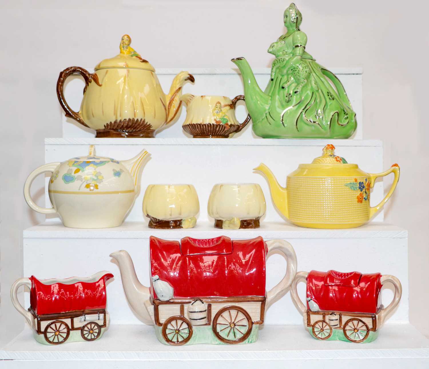 A collection of early to mid 20th century teapots to include, Lingard Bo Peep pattern, Burleigh ware