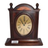 A mahogany inlaid desk timepiece, signed Waltham, USA