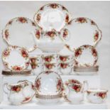 Royal Albert Old Country Roses, six place tea service (two trays)