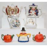 A quantity of 19th century and later English teapots to include two Victorian Asthetic examples,