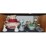 A group of 19th century porcelain including a Moore Brothers oil lamp base, a Mintons pedestal dish,