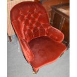 A Victorian button upholstered chair, together with a Victorian nursing chair (2)Condition report: