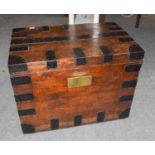 An 18th century oak and metal bound silver chest, lacking interior fittings, 65cm by 42cm by 48cm