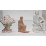 A 19th century Parian figure in Sevres style, study of a seated Roman boy, together with a
