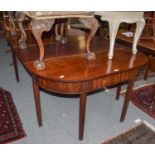 A pair of George III D end gateleg tables, formerly a dining table, elements lacking are: one