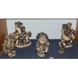 John Hughes Pottery Groggs, five titled figures, signedCondition report: Pugh the pick lost an