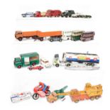 A small quantity of playworn Dinky cars and trucks