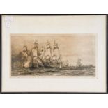 William Lionel Wyllie (1851-1931), Naval etchings, ships in battle, all signed in pencil, each