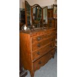 A four height oak straight front chest of drawers made of period elements, together with an
