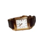 A plated rectangular reverso gent's wristwatch, signed Rotary