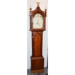 A Georgian oak eight-day longcase clock with painted arch dial, incorporating date chapter and