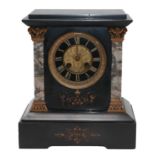 A Victorian black slate and marble striking mantel clockCondition report: The case with some small