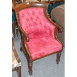 A William IV mahogany upholstered armchair, with button back and studded decorationCondition report: