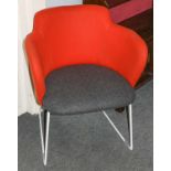 A set of three 'Betsy' chairs in red and grey upholstery by Gresham and supplied by Lauren James
