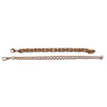 A 9 carat gold curb link bracelet, length 24cm; and a 9 carat gold fancy link bracelet, length