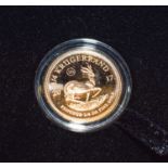 South Africa, Gold Proof Quarter Ounce Krugerrand 2017, struck to commemorate the 50th anniversary