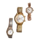 A Seiko wristwatch; a plated alarm wristwatch; and a 9 carat gold wristwatch