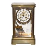 A brass four glass striking mantel clock, circa 1900Condition report: Brass surfaces are