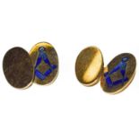 A pair of 9 carat gold and enamel Masonic cufflinksCondition report: Gross weight 8.3 grams.