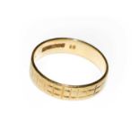 An 18 carat gold band ring, finger size Q1/2Condition report: Gross weight 3.7 grams.