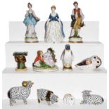 20th century ceramics, including three Royal Crown Derby paperweights, Royal Doulton lady, Minton,