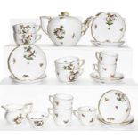 Herend Rothschild bird pattern porcelain part tea service comprising teapot and cover; milk jug;