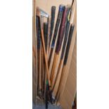 A group of vintage hickory shafted golf clubs