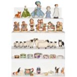 Beswick sheep and lambs, Royal Doulton figure 'Bedtime', Hummell figures, various trinket boxes, etc