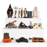 Assorted 20th century 'erotica' items, comprisng composite figure groups, two miniature stanhope