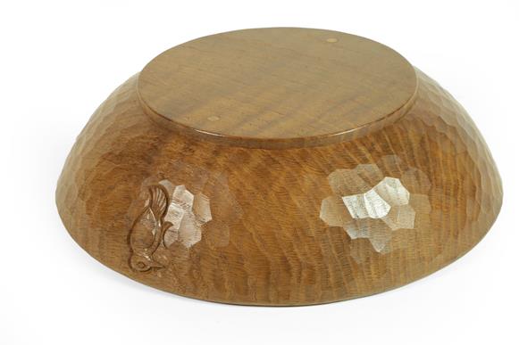 Woodpeckerman: Stan Dodds (1928-2012): An English Oak Fruit Bowl, tooled interior and exterior, with - Image 3 of 3