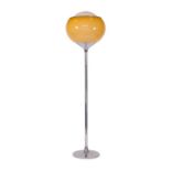 Harvey Guzzini for Meblo Italy: A Grande Bud Flash Floor Lamp, model No.4508, with amber acrylic