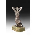 Henri Fugère (French, 1872-1944): An Art Deco Silvered and Cold-Painted Bronze Figure of a