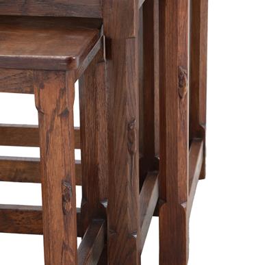 Workshop of Robert Mouseman Thompson (Kilburn): An English Oak Nest of Three Tables, post 1960, - Image 2 of 2