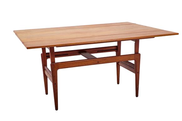 A 1960s Danish Teak Metamorphic System Table, designed by Kia Kristiansen, made by Patentanm, the