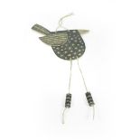 John Clappison: A Hanging Bird Pendant, with cut decoration, signed john Clappison, impressed square