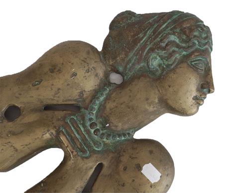 A 20th Century Bronze Egyptian Revival Hollow Cast Bas Relief Bust of a Stylised Maiden, gazing up - Image 2 of 3