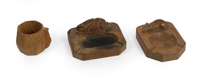 Workshop of Robert Mouseman Thompson (Kilburn): An English Oak Ashtray, of standard rectangular