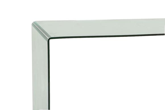 A Dwell Tempered Glass Console Desk, rectangular three sided, labelled, 126cm by 70cm, 74cm high - Image 2 of 4