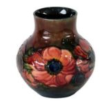 Walter Moorcroft (1917-2002): A Flambé Anemone Pattern Vase, impressed factory marks and blue