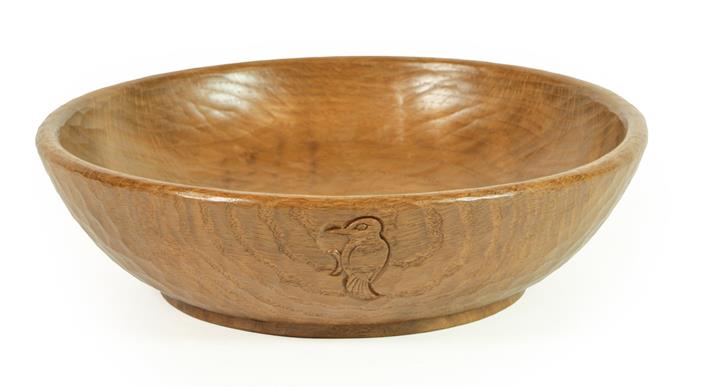 Woodpeckerman: Stan Dodds (1928-2012): An English Oak Fruit Bowl, tooled interior and exterior, with