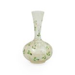 An Art Nouveau Bohemian Enamelled Crackle Glass Vase, decorated with flowers and foliage,